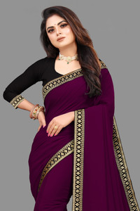 sadika Solid/Plain, Embellished Bollywood Georgette, Chiffon Saree