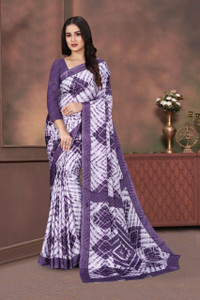 jihana fab Printed Banarasi Georgette, Silk Blend Saree