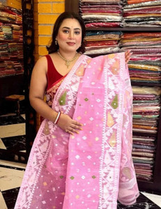 SP Boutique Woven Jamdani Cotton Silk Saree