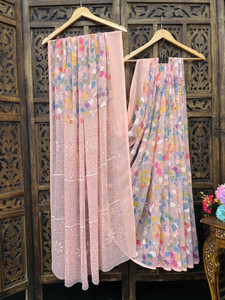 KanjiQueen Printed Daily Wear Georgette, Chiffon Saree