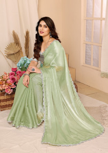 FABMORA Embellished Bollywood Chiffon Saree
