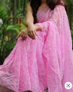 Afia Lucknowi Chikankari Embroidered Lucknow Chikankari Georgette Saree
