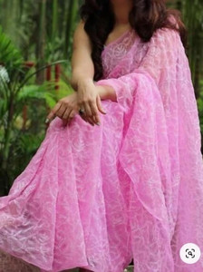 Afia Lucknowi Chikankari Embroidered Lucknow Chikankari Georgette Saree