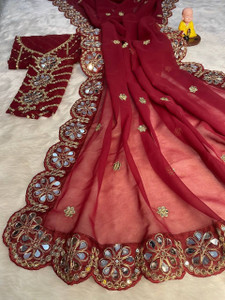sareya veela Embellished, Embroidered Bollywood Organza Saree