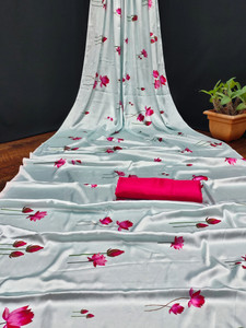 Fabian Fashion Floral Print, Digital Print Bollywood Satin Saree