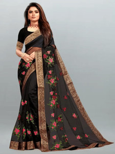 karkar Embroidered Banarasi Net Saree