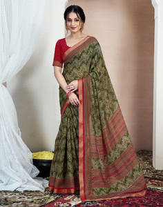 Samah Geometric Print, Printed, Embellished Bollywood Chiffon, Georgette Saree