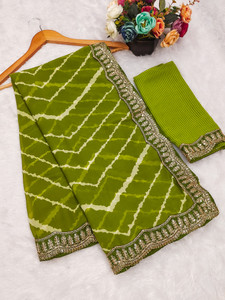 TTH Embroidered Leheria Georgette Saree