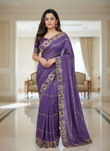 RangTarang Embroidered, Floral Print Banarasi Georgette Saree