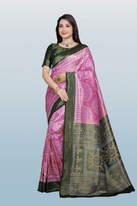 RANIWEAR FASHION Woven, Self Design Ikkat Jacquard, Cotton Silk Saree