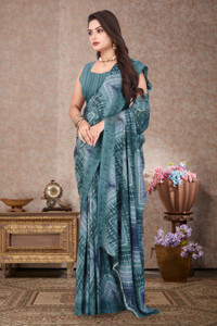 SARETRA MALL Geometric Print, Embellished Bollywood Georgette Saree