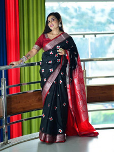 EEFA FASHION Embroidered Narayanpet Satin Saree