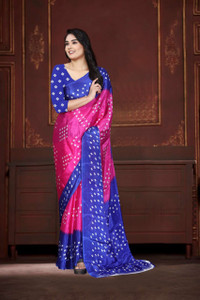 jihana fab Printed Bandhani Georgette Saree