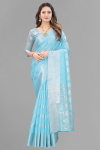 Moltira Woven Handloom Cotton Linen, Pure Silk Saree