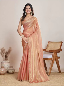 QVIDYA Self Design, Embellished Bollywood Tussar Silk Saree