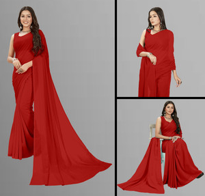 Anand Sarees Solid/Plain Daily Wear Georgette Saree