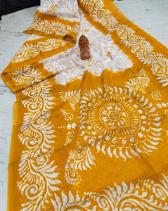 Handloom Bazaar Printed Hand Batik Pure Cotton Saree