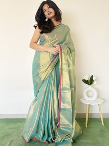cloud vastra Solid/Plain Bollywood Tissue Saree