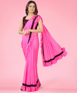 Mijaashree Fashion Embellished Bollywood Lycra Blend Saree