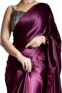 Sataz Solid/Plain Bollywood Satin Saree