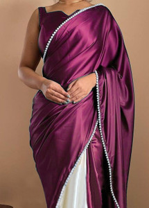 PD CLOTH VILLA Embellished, Solid/Plain Bollywood Satin Saree