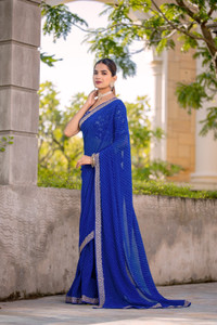 Disha Fashion Embroidered Banarasi Georgette Saree
