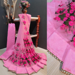 JSItaliya Embroidered Bollywood Net Saree