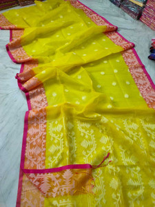 sahatextiledam Woven Jamdani Muslin Saree