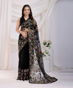 shree maruti fashion Embroidered Bollywood Net Saree