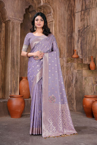 Aai shree khodiyar Woven, Embroidered Banarasi Silk Blend Saree
