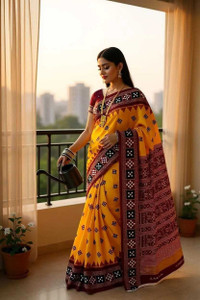 kalyani nx Printed Sambalpuri Pure Cotton Saree