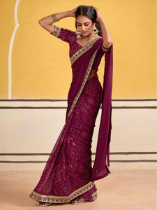 Satrani Embroidered Daily Wear Lace, Georgette Saree