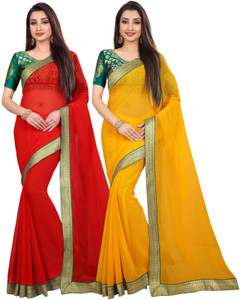 Anand Sarees Solid/Plain Bollywood Chiffon Saree