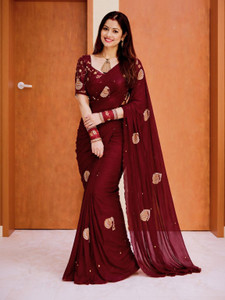 HK TEX Embroidered Bollywood Silk Blend Saree
