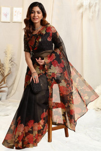 MIRCHI FASHION Printed, Floral Print Kota Doria Polyester Saree