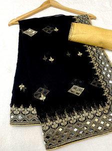 Disha Fashion एम्ब्रॉइडरेड बनारसी जोर्जेट साड़ी