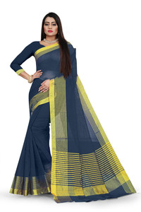 vairagee Solid/Plain Daily Wear Cotton Blend Saree