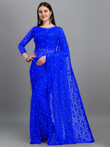 LOROFY सेल्फ डिज़ाइन बॉलीवुड नेट साड़ी