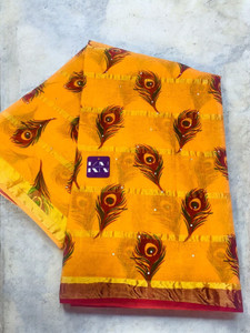 KRISHNA NX Printed Bandhani Pure Cotton Saree