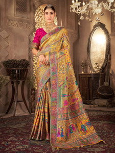 Sariya Woven, Digital Print Madhubani Pure Silk, Jacquard Saree