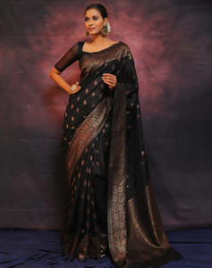 SIRIL Woven Banarasi Silk Blend, Jacquard Saree