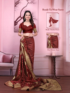 Pionex Woven Pre Draped Saree Pure Silk, Jacquard Saree