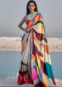 p d silk mills Dyed Bollywood Crepe, Silk Blend Saree