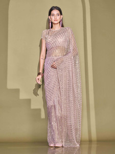 Ready To Wear By Tikhi Imli एम्बेलिश्ड बॉलीवुड लाइक्रा ब्लेंड साड़ी