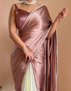 PD CLOTH VILLA Embellished, Solid/Plain Bollywood Satin Saree