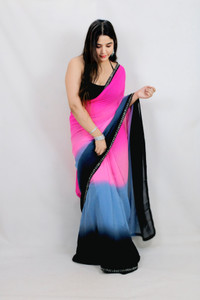 Moda Rapido Embellished, Solid/Plain Bollywood Georgette Saree