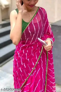 RARIND ENTERPRISE Striped Leheria Georgette Saree