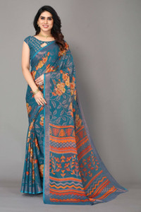 Fancy Fab Printed, Solid/Plain, Striped, Woven, Temple Border, Applique, Dyed, Ombre, Paisley, Self Design Arani Pattu Brasso, Chiffon Saree