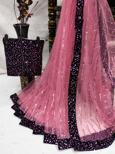 JPBANNA Embellished Bollywood Net Saree