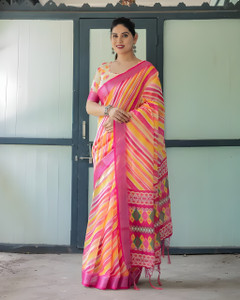 SJY Printed Assam Silk Linen Saree
